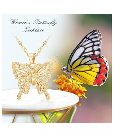 Butterfly Necklace for Women 18k Gold Plated Butterfly Crystal Pendant Trendy Butterfly Jewelry Birthday Christmas Gift for W...