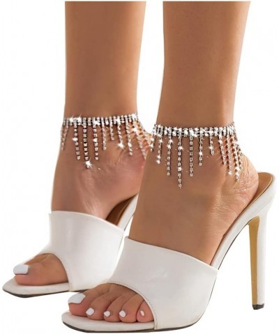 2 Pcs Women Sexy Rhinestone Multilayer High heel Chain Anklet Foot Chains Shoe Jewelry Leg Chain Silver 1 $10.61 Anklets