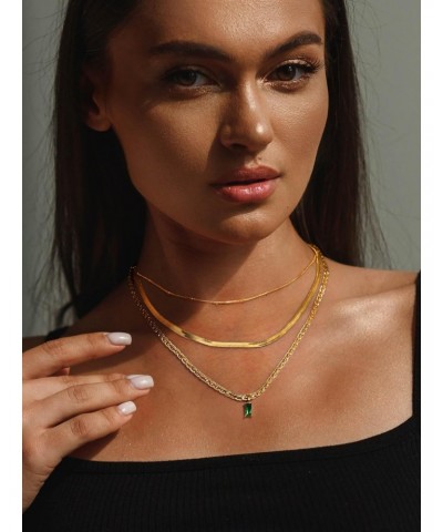 14K Gold Plated Layered Choker Necklace| Dainty Baguette Pendants for Women Girl | Bead,Snake,Palma Layering Chains Jewelry G...