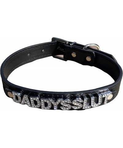 Black Vegan PU Leather Bondage Type BDSM Choker Collar Rhinestone Assorted Styles DADDYS SLUT $10.08 Others