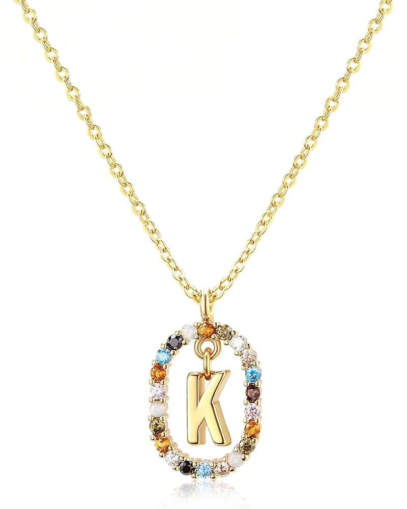 Gold Necklace for Women Initial Necklaces,Crystal Gold Chain Gemstone Name Necklace, Letter Personalized Pendant Necklaces fo...