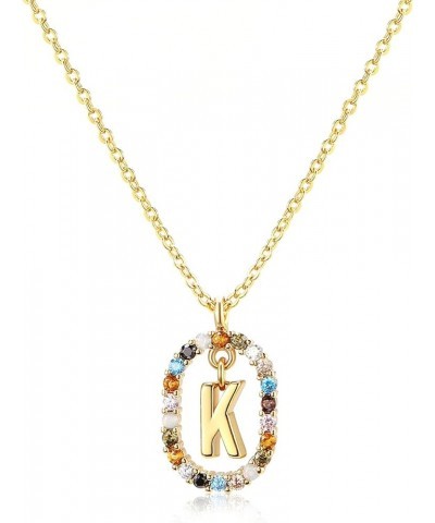 Gold Necklace for Women Initial Necklaces,Crystal Gold Chain Gemstone Name Necklace, Letter Personalized Pendant Necklaces fo...