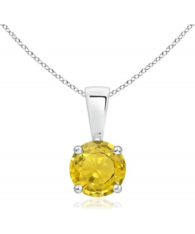 Natural Yellow Sapphire Solitaire Pendant Necklace for Women, Girls in 14K Solid Gold/Platinum/Sterling Silver | September Bi...