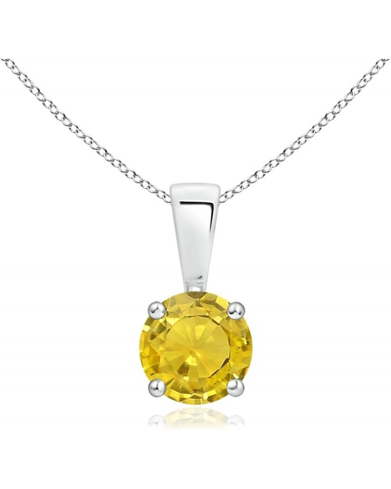 Natural Yellow Sapphire Solitaire Pendant Necklace for Women, Girls in 14K Solid Gold/Platinum/Sterling Silver | September Bi...