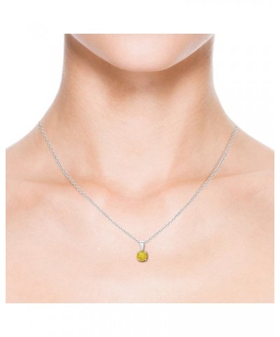 Natural Yellow Sapphire Solitaire Pendant Necklace for Women, Girls in 14K Solid Gold/Platinum/Sterling Silver | September Bi...