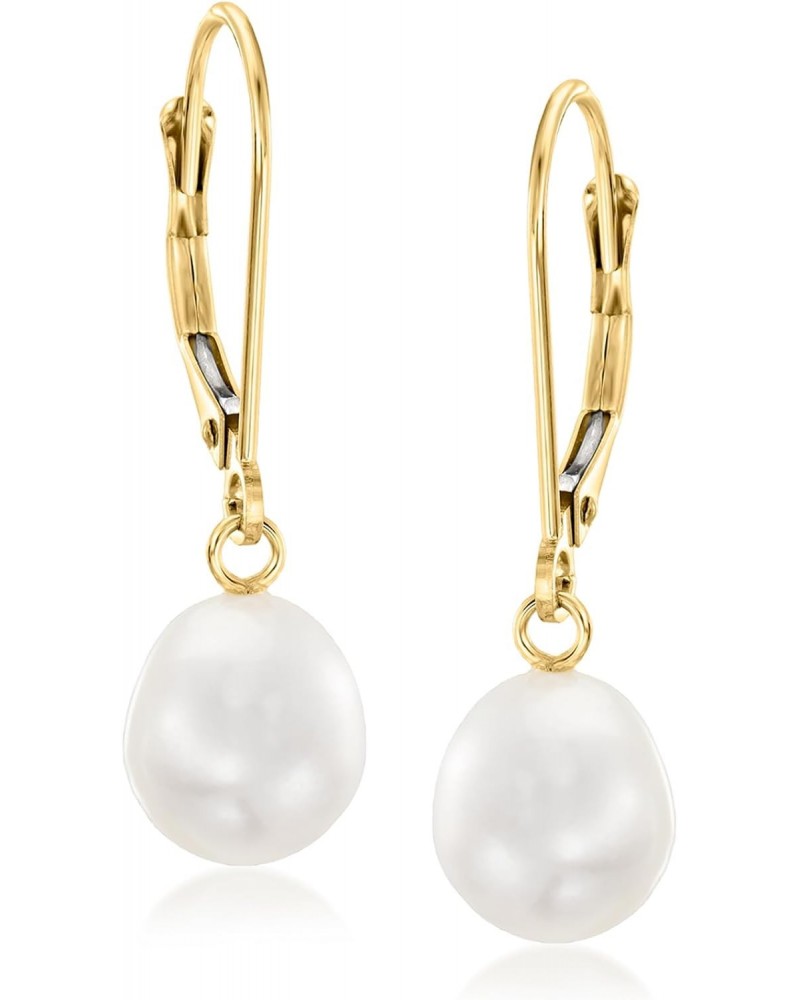 8-8.5mm Cultured Pearl Oval Drop Earrings in 14kt Yellow Gold $48.84 Earrings