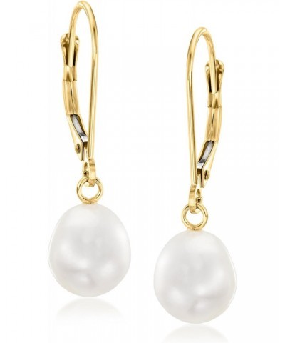 8-8.5mm Cultured Pearl Oval Drop Earrings in 14kt Yellow Gold $48.84 Earrings