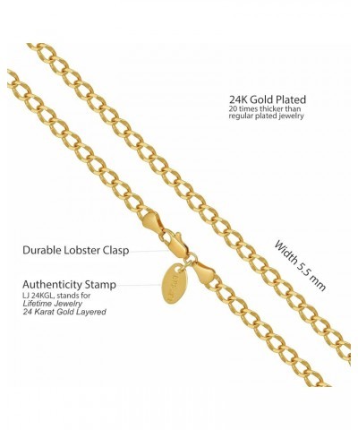 Diamond Cut Curb Link Chain Necklaces for Men & Women 24k Gold Plated (4mm 5.5mm 7mm) 20 inches 5.5mm Gold $26.63 Necklaces