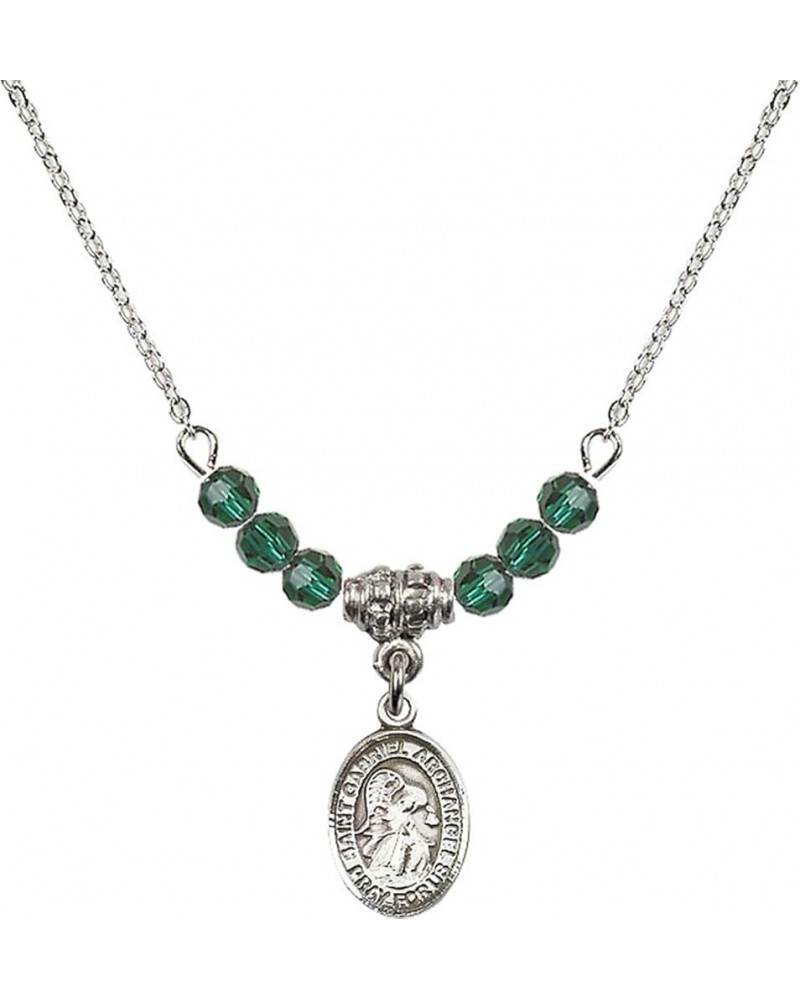 May Birth Month Bead Necklace with Catholic Patron Saint Petite Charm, 18 Inch Saint Gabriel the Archangel $32.51 Necklaces