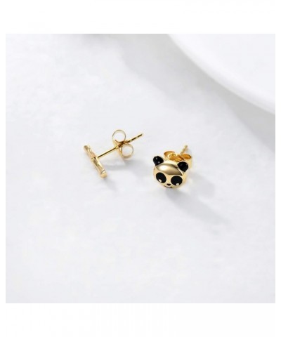 10k 14k Yellow Gold Lovely Panda Bear Stud Earrings for Women Little Girls Cute Animal Pet Earring Studs Hypoallergenic Birth...