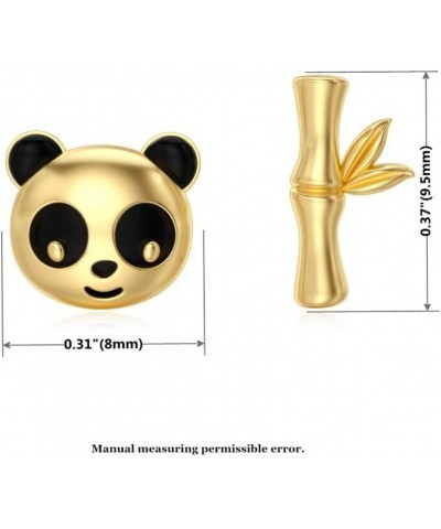 10k 14k Yellow Gold Lovely Panda Bear Stud Earrings for Women Little Girls Cute Animal Pet Earring Studs Hypoallergenic Birth...