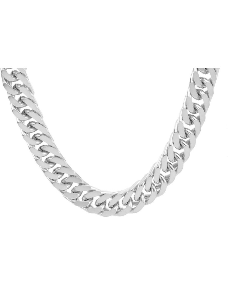 18K PVD Double Gold Plated Miami Double Weaving Cuban Link Chain Bracelets and Nekclaces 12mm-46cm Silver $15.18 Bracelets