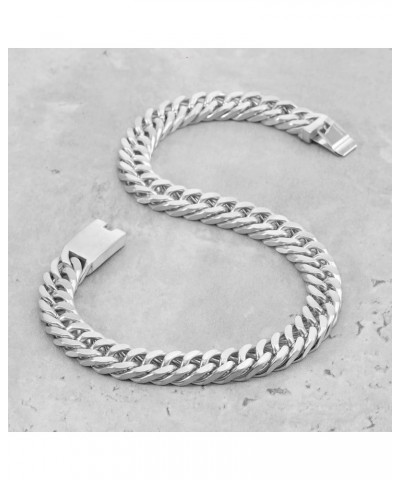 18K PVD Double Gold Plated Miami Double Weaving Cuban Link Chain Bracelets and Nekclaces 12mm-46cm Silver $15.18 Bracelets