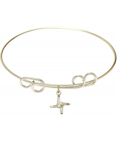 Round Double Loop Bangle Bracelet w/St. Brigid Cross in Gold-Filled 8.0 Inches $44.44 Bracelets