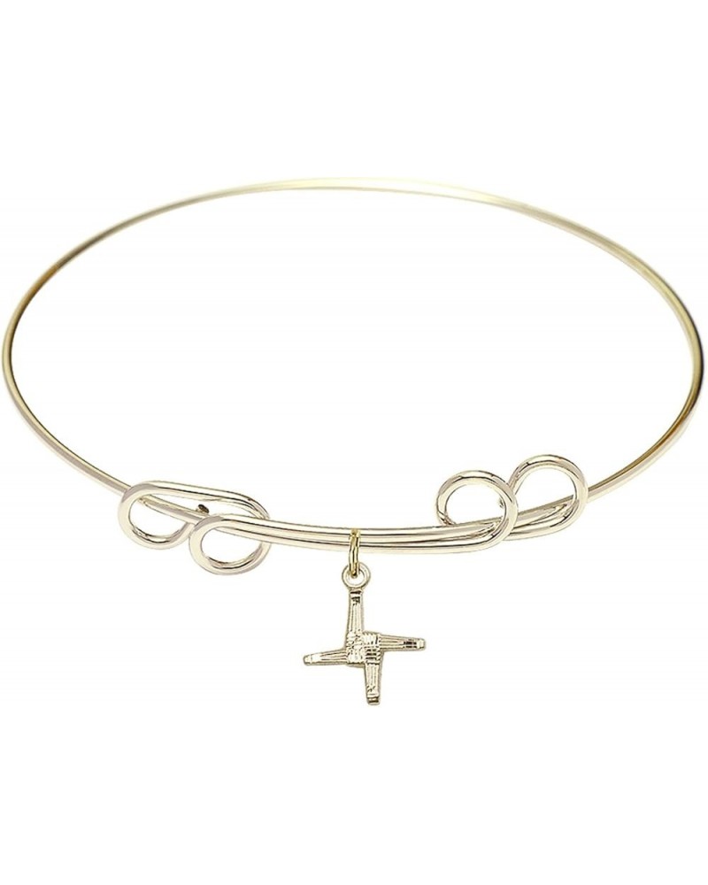 Round Double Loop Bangle Bracelet w/St. Brigid Cross in Gold-Filled 8.0 Inches $44.44 Bracelets