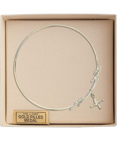 Round Double Loop Bangle Bracelet w/St. Brigid Cross in Gold-Filled 8.0 Inches $44.44 Bracelets