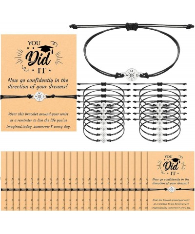 24 Pcs Graduation Bracelet Set 2024 Graduation Gifts Adjustable Compass Bracelets Cards for Classmates(Classic) Classic $10.4...