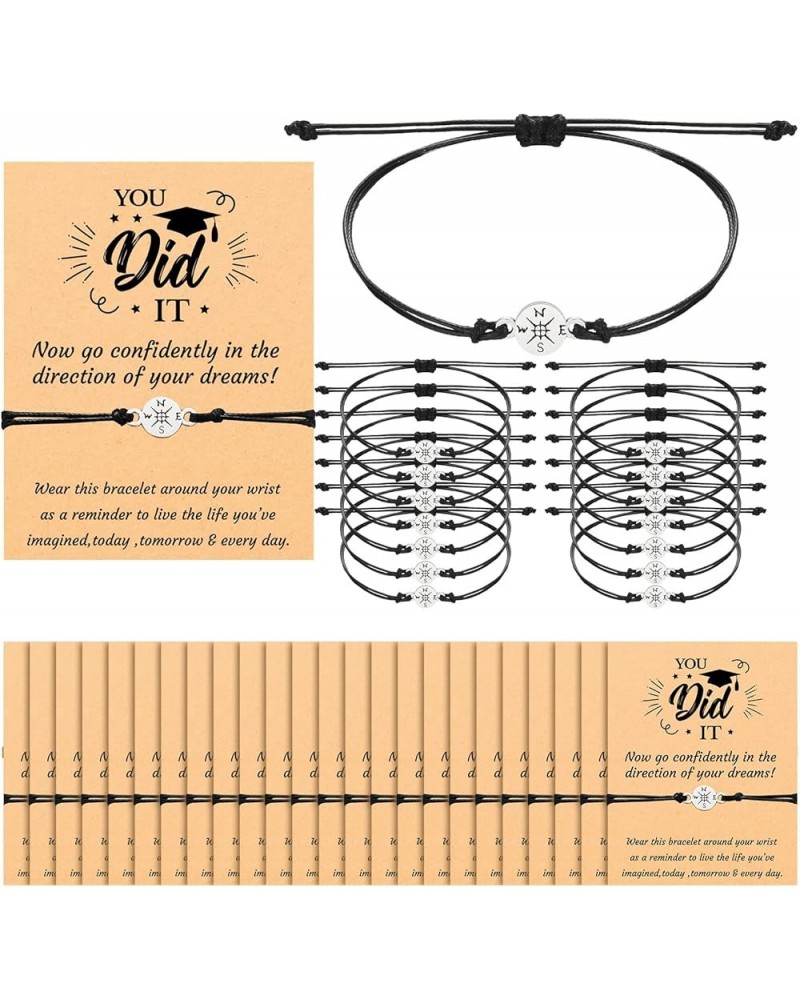 24 Pcs Graduation Bracelet Set 2024 Graduation Gifts Adjustable Compass Bracelets Cards for Classmates(Classic) Classic $10.4...