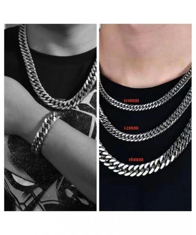 18K PVD Double Gold Plated Miami Double Weaving Cuban Link Chain Bracelets and Nekclaces 12mm-46cm Silver $15.18 Bracelets