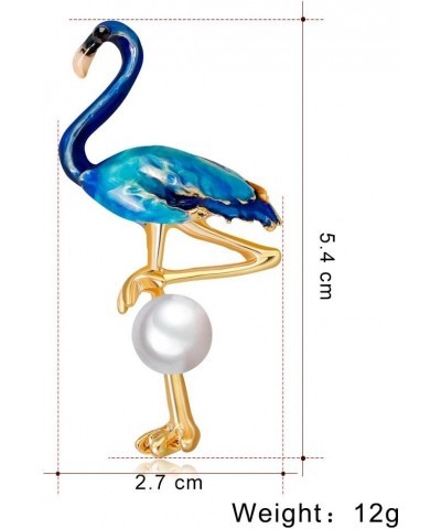 Enamel Flamingo Brooch Fashion Simulated Pearl Bird Scarf Pin Jewelry 4 Colors Green $9.29 Brooches & Pins