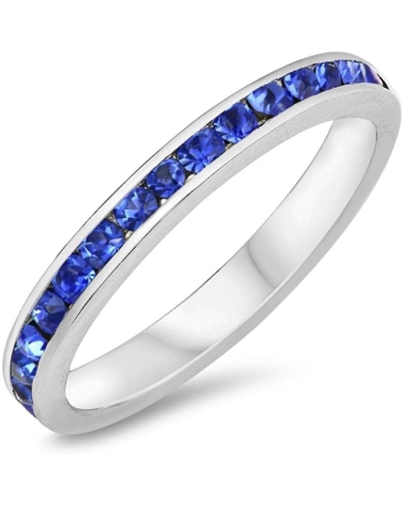 CHOOSE YOUR COLOR Sterling Silver Eternity Ring Blue (Simulated Tanzanite) $14.09 Rings