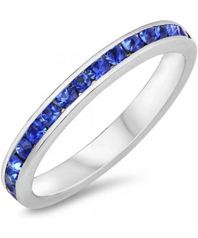 CHOOSE YOUR COLOR Sterling Silver Eternity Ring Blue (Simulated Tanzanite) $14.09 Rings