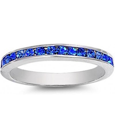 CHOOSE YOUR COLOR Sterling Silver Eternity Ring Blue (Simulated Tanzanite) $14.09 Rings