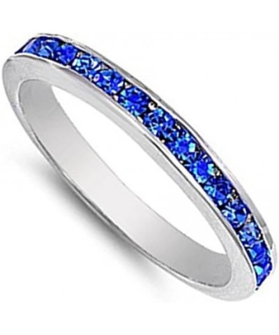 CHOOSE YOUR COLOR Sterling Silver Eternity Ring Blue (Simulated Tanzanite) $14.09 Rings