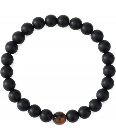 Mens Beaded Bracelets Couples Matching Bracelet Set Matte Lava Rock Beads for Women Stone Jewelry Tigey Eye-Matte $11.20 Brac...