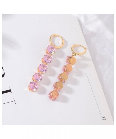 Women's Elegant Wedding Bridal Crystal Teardrop Chandelier Dangle Huggie Earrings - Women's Plated Gold Luxurious Round Cubic...