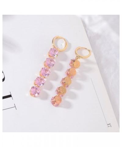 Women's Elegant Wedding Bridal Crystal Teardrop Chandelier Dangle Huggie Earrings - Women's Plated Gold Luxurious Round Cubic...