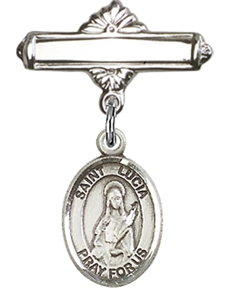 Sterling Silver Polished Baby Badge Bar Pin with Charm, 11/16 Inch Saint Lucia of Syracuse $38.33 Brooches & Pins