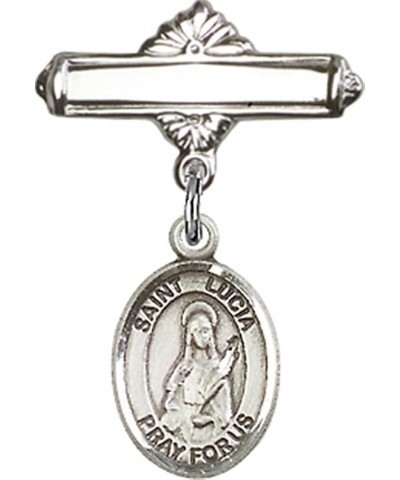 Sterling Silver Polished Baby Badge Bar Pin with Charm, 11/16 Inch Saint Lucia of Syracuse $38.33 Brooches & Pins