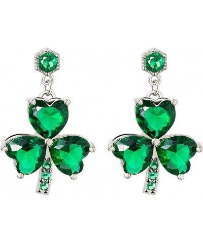 St Patricks Day Irish Shamrock Shape Wooden Dangle Earrings Green Leaf Alloy Earrings for Women Girls Jewelry Diamond $8.69 E...