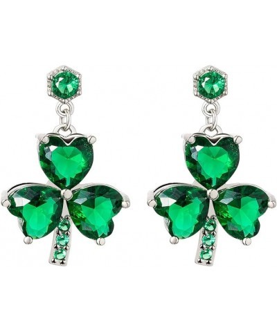 St Patricks Day Irish Shamrock Shape Wooden Dangle Earrings Green Leaf Alloy Earrings for Women Girls Jewelry Diamond $8.69 E...