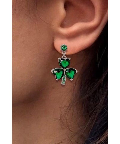 St Patricks Day Irish Shamrock Shape Wooden Dangle Earrings Green Leaf Alloy Earrings for Women Girls Jewelry Diamond $8.69 E...