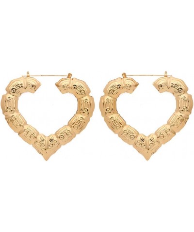 3-5 Pairs Large Hollow Out Bamboo Geometric Round Love Heart Triangle Rectangle Hoop Earrings for Women Girls Punk Fashion Go...