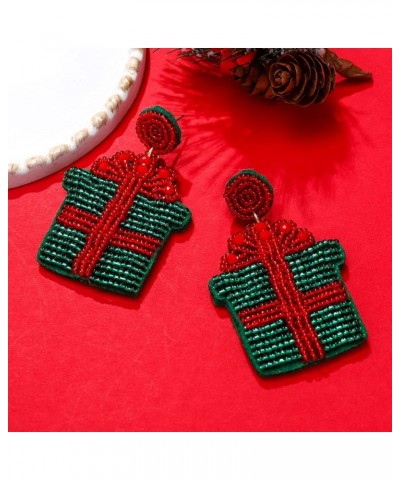 Christmas Beaded Earrings Hypoallergenic Christmas Tree Snowflake Dangling Earrings Cute Xmas Santa Hat Bell Car Bead Drop Da...