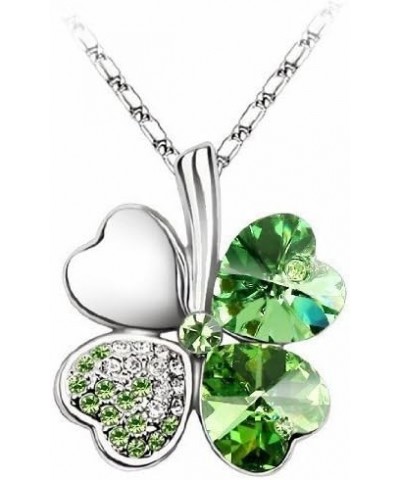 Swarovski Elements Crystal Four Leaf Clover Pendant Necklace 19". Heart Shaped Crystals Green $7.27 Necklaces