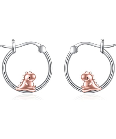 Cute Animal Hoop Earrings 925 Sterling Silver Jewelry Birthday Gifts for Women Girls Dinosaur $18.35 Earrings