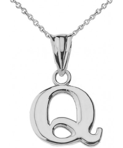 14K White Gold Fine Dangling Initial A-Z Charm Pendant with Rolo Chain - Your Choice of Chain Lengths 18.0 Inches Q $94.59 Ne...