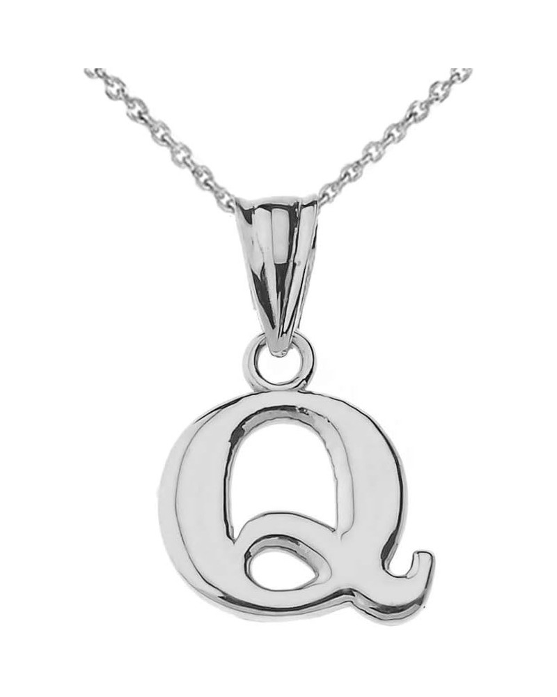 14K White Gold Fine Dangling Initial A-Z Charm Pendant with Rolo Chain - Your Choice of Chain Lengths 18.0 Inches Q $94.59 Ne...