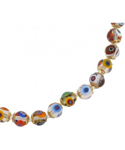 Italian Murano Glass Necklace Millefiori Mosaic Transparent Multicolor - Murano Glass Necklace for Women $30.18 Necklaces