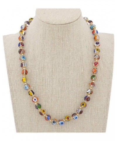 Italian Murano Glass Necklace Millefiori Mosaic Transparent Multicolor - Murano Glass Necklace for Women $30.18 Necklaces