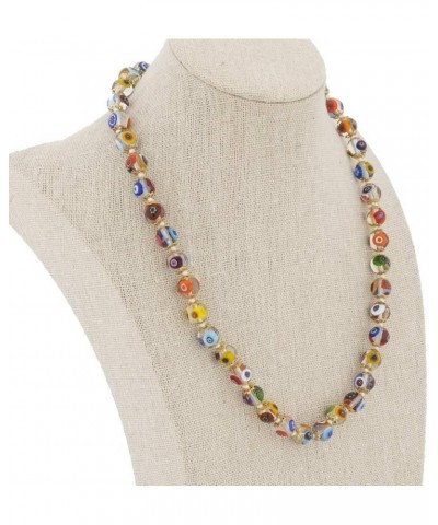 Italian Murano Glass Necklace Millefiori Mosaic Transparent Multicolor - Murano Glass Necklace for Women $30.18 Necklaces