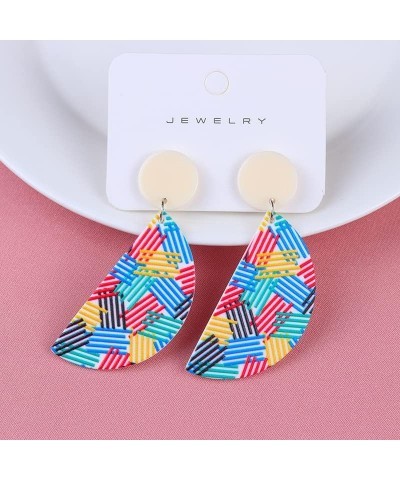 Colourful Resin rectangle Geometric Earrings Lightweight Acrylic Resin teardrop Dangle Drop Earrings for Women Girls Statemen...