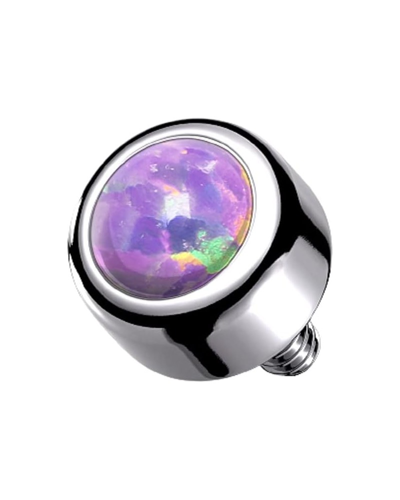 14GA G23 Implant Grade Titanium Bezel Set Round Synthetic Opal Internally Threaded Dermal Anchor Top Purple $7.75 Body Jewelry