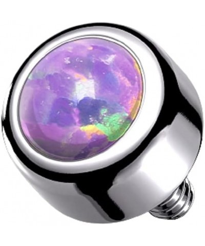 14GA G23 Implant Grade Titanium Bezel Set Round Synthetic Opal Internally Threaded Dermal Anchor Top Purple $7.75 Body Jewelry