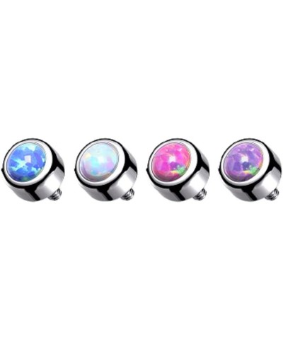 14GA G23 Implant Grade Titanium Bezel Set Round Synthetic Opal Internally Threaded Dermal Anchor Top Purple $7.75 Body Jewelry