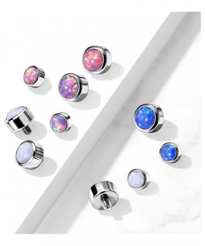 14GA G23 Implant Grade Titanium Bezel Set Round Synthetic Opal Internally Threaded Dermal Anchor Top Purple $7.75 Body Jewelry